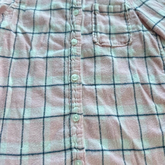 Gap Girls Pink Plaid Flannel Button Down Shirt Size Large - Picture 4 of 5